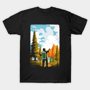 Hiking Recharging In Nature Outdoor Battery T-Shirt